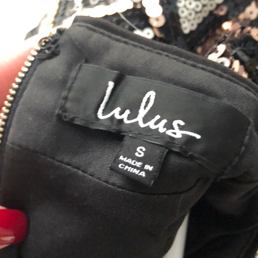 Lulu’s Rose Gold/White Sequin Dress - Picture 2 of 4